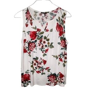 NWOT Papermoon Stretch Floral Tank White and Red Size 3X
